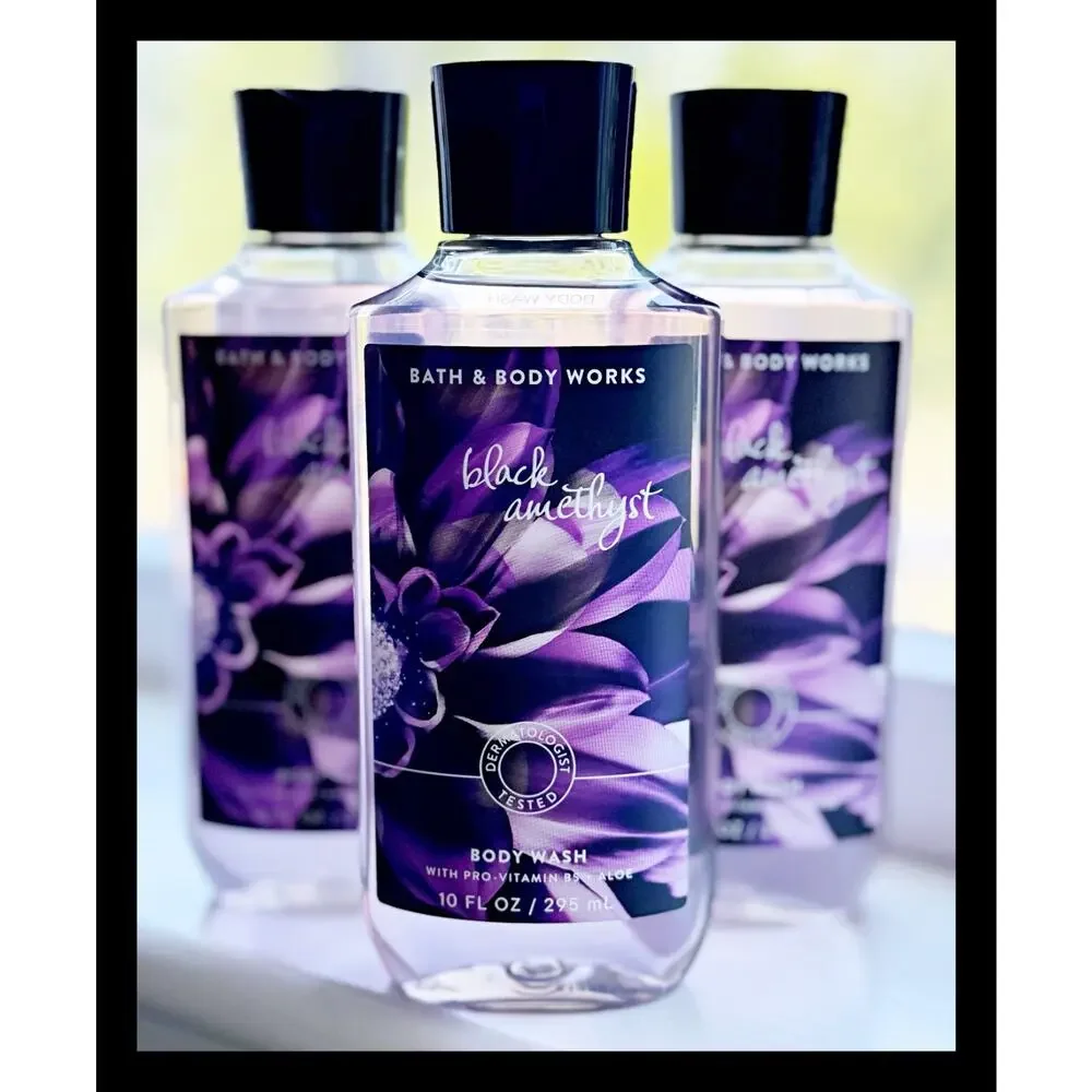 Bath & Body Works Black Amethyst 10oz Shower Gel Body Wash with Aloe B5 x3